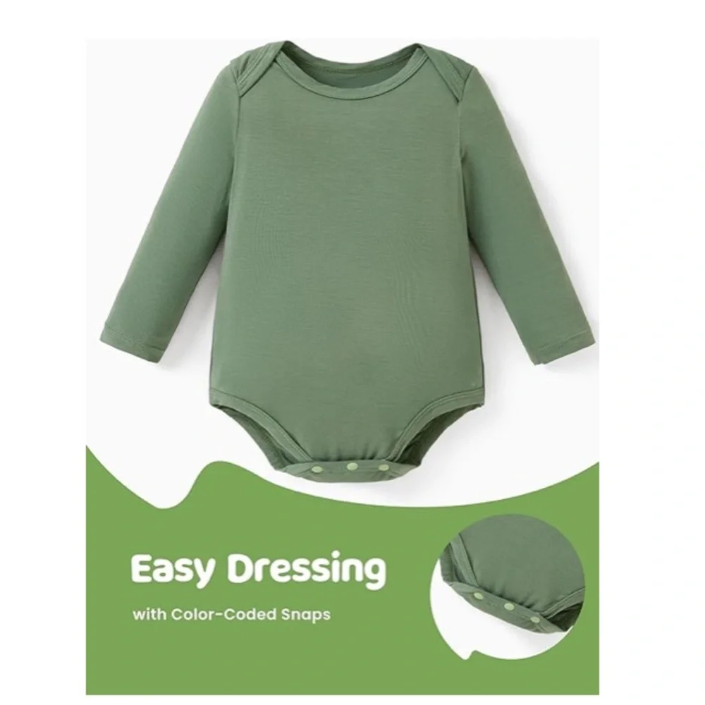 4 Pack Long Sleeve Bamboo Baby Body Suits By PapPat 3-6 Mos